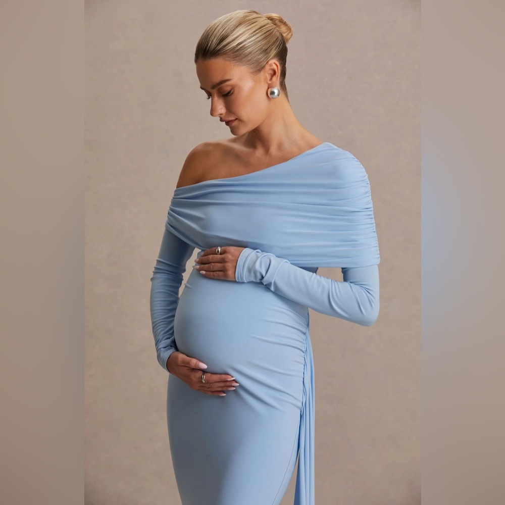 Club L London Amara Blue Maternity Dress - Picture 4 of 6